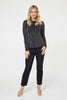 Black | Metallic Drop Hem Peplum Top