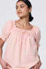 Pink | Gingham Check Puff Sleeve Blouse