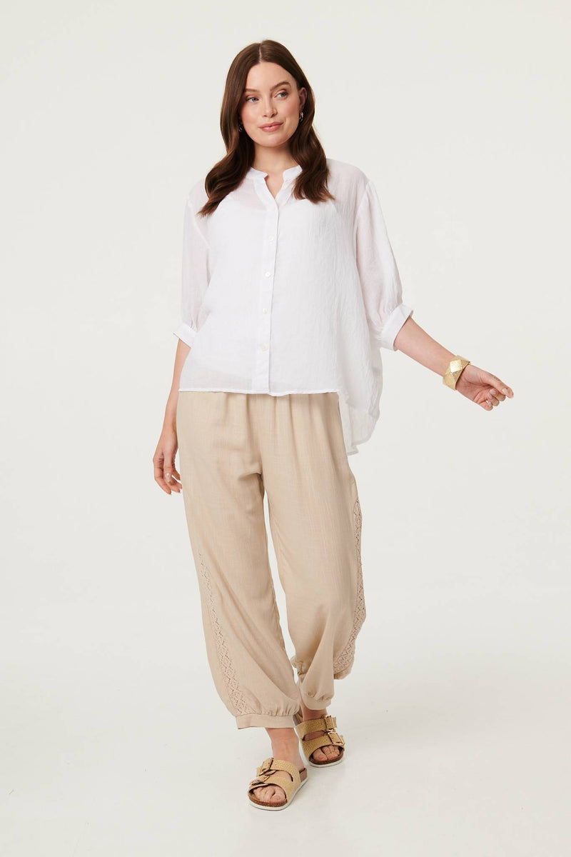 heyon ヘヨン　lsabelle blouse Aztec Print 3/4 Sleeve Curve Hem Blouse | Izabel London