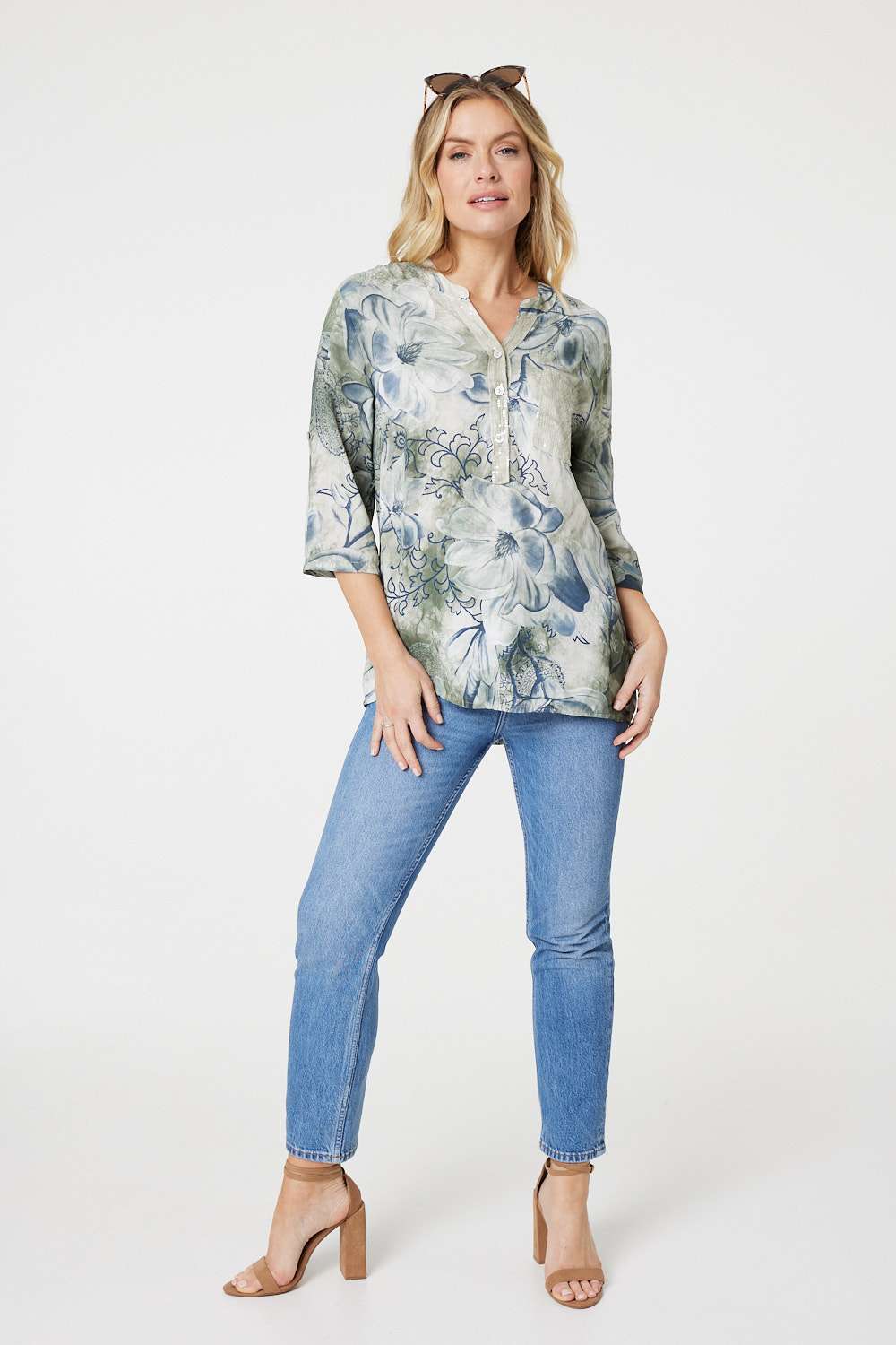 Floral Button Detail Blouse