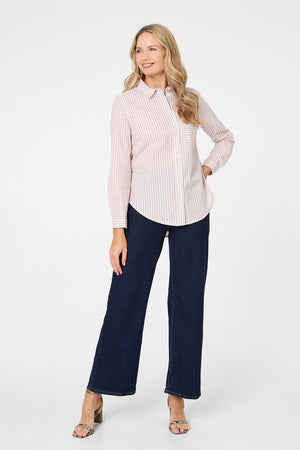 Beige | Striped Long Sleeve Shirt
