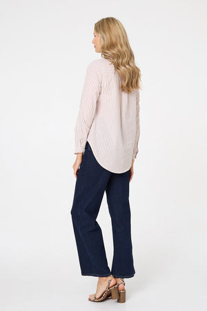 Beige | Striped Long Sleeve Shirt
