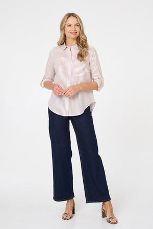 Beige | Striped Long Sleeve Shirt
