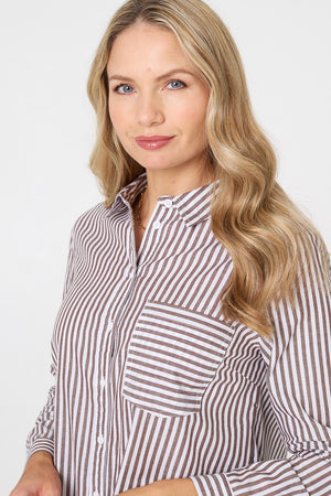 Brown | Striped Long Sleeve Shirt
