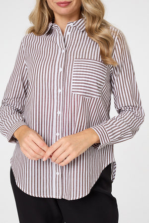 Brown | Striped Long Sleeve Shirt
