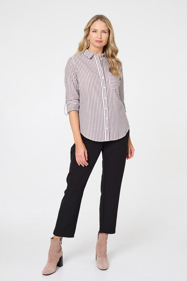 Brown | Striped Long Sleeve Shirt
