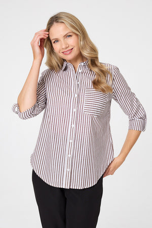 Brown | Striped Long Sleeve Shirt
