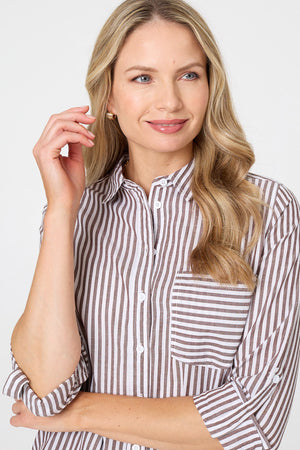 Brown | Striped Long Sleeve Shirt
