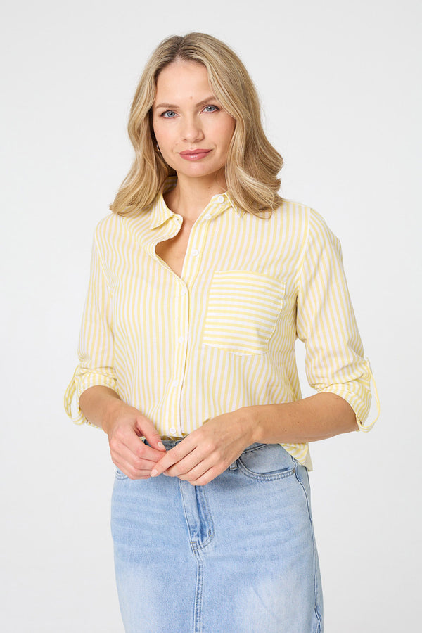 Yellow | Striped Long Sleeve Shirt
