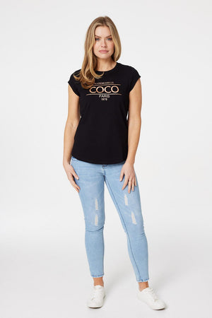 Black | Coco Graphic Logo Print T-Shirt
