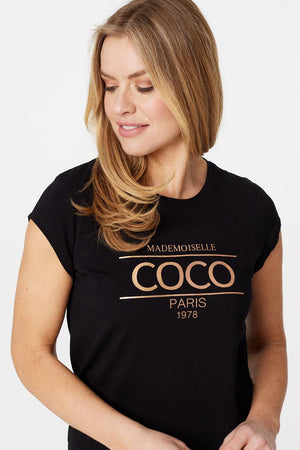 Black | Coco Graphic Logo Print T-Shirt