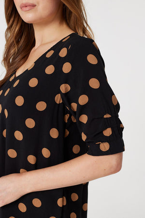 Black | Polka Dot Button Back Blouse