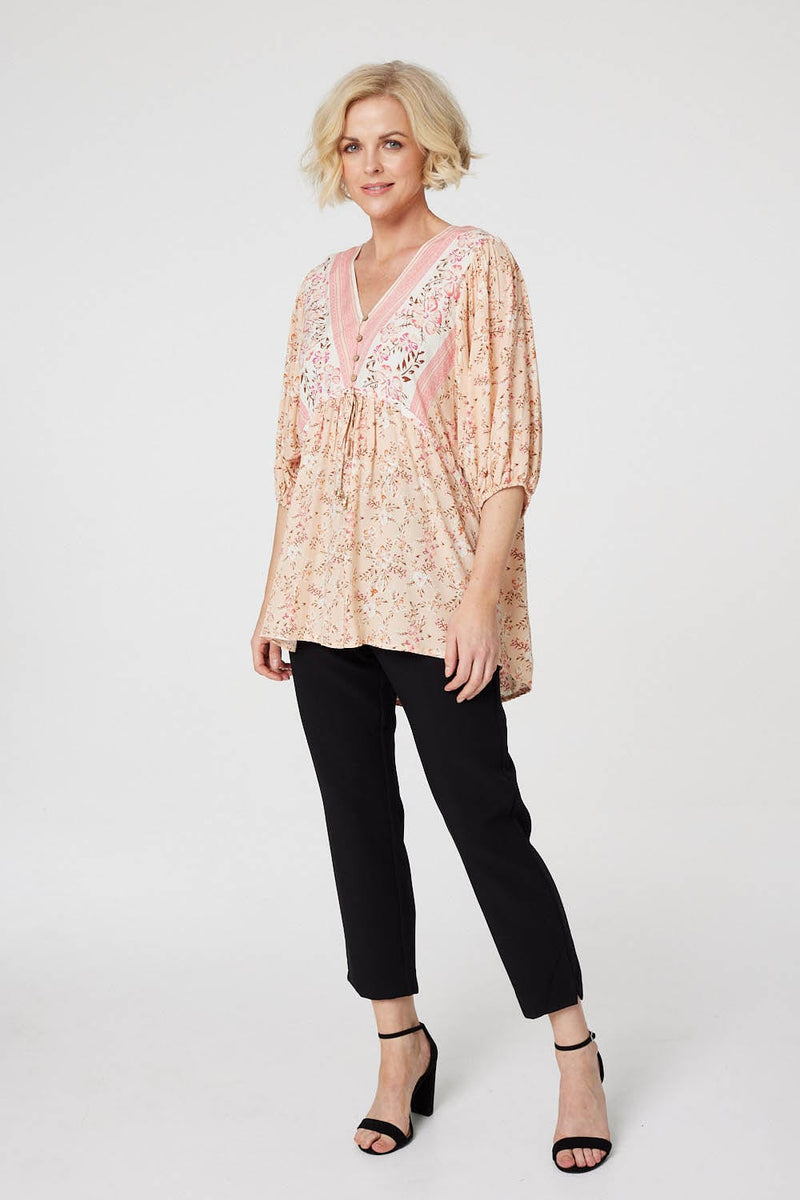 Pink | Floral Oversized Blouse Top