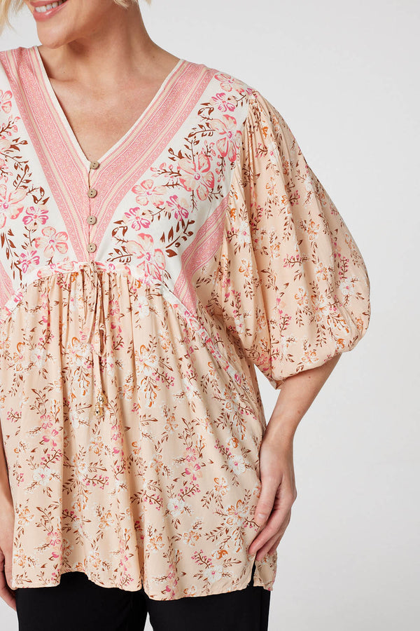 Pink | Floral Oversized Blouse Top