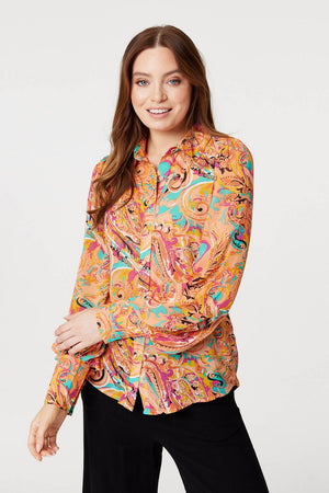 Coral | Paisley Long Puff Sleeve Blouse