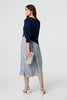 Navy | Sparkly 3/4 Puff Sleeve Mesh Top
