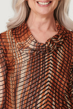 Rust | Cowl Neck Layered Hem Top