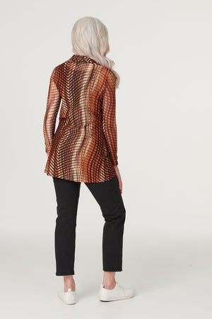 Rust | Cowl Neck Layered Hem Top