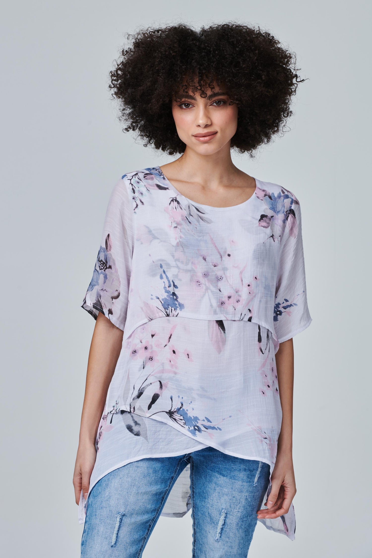 Floral Layered Relaxed Fit Blouse
