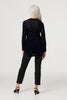Navy | Sheer Lace Long Sleeve Peplum Top