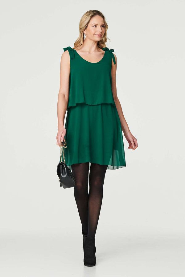 Green | Semi Sheer Short Tiered Tunic