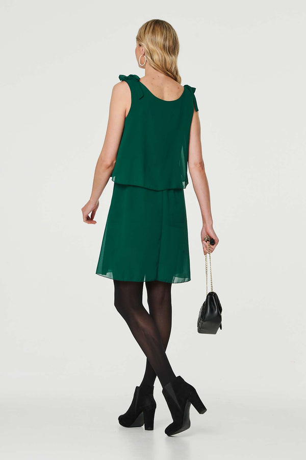 Green | Semi Sheer Short Tiered Tunic