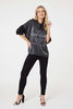 Black | Metallic Logo Print Hooded Top