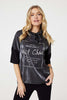 Black | Metallic Logo Print Hooded Top