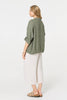 Khaki | Sequin Detail 3/4 Turn-Up Sleeve Shirt
