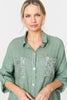 Sage | Sequin Detail 3/4 Turn-Up Sleeve Shirt
