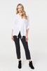 White | Sequin Detail 3/4 Turn-Up Sleeve Shirt
