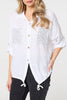 White | Sequin Detail 3/4 Turn-Up Sleeve Shirt
