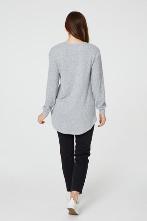 Light Grey | Sequin Star Print Pullover