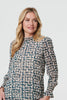 Green | Printed Long Sleeve High Neck Top
