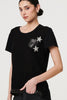Black | Metallic Star Detail Relaxed T-Shirt
