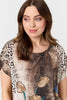 Beige | Printed Cap Sleeve Relaxed T-Shirt
