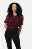 Pink | Glitter Mesh Ruched Semi Sheer Crop Top

