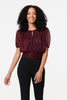 Pink | Glitter Mesh Ruched Semi Sheer Crop Top
