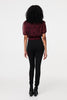 Pink | Glitter Mesh Ruched Semi Sheer Crop Top
