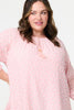 Pink | Floral Lace 3/4 Sleeve Blouse