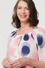 Pink | Printed Lace Trim Tassel Front Blouse
