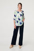 Sage | Printed Lace Trim Tassel Front Blouse
