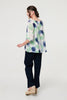 Sage | Printed Lace Trim Tassel Front Blouse
