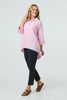 Pink | Relaxed High Low 3/4 Sleeve Shirt
