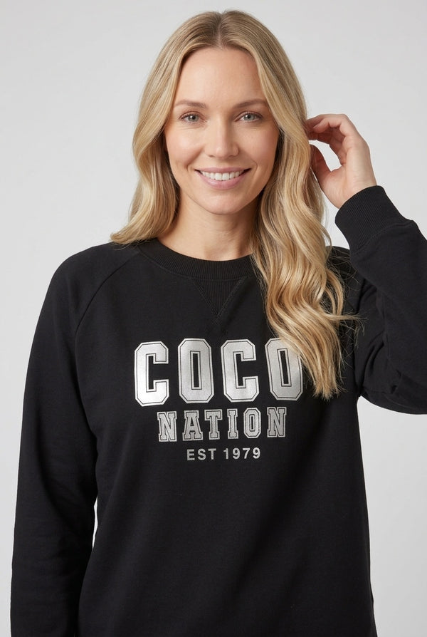 Black | Graphic Print Drop Shoulder Sweatshirt