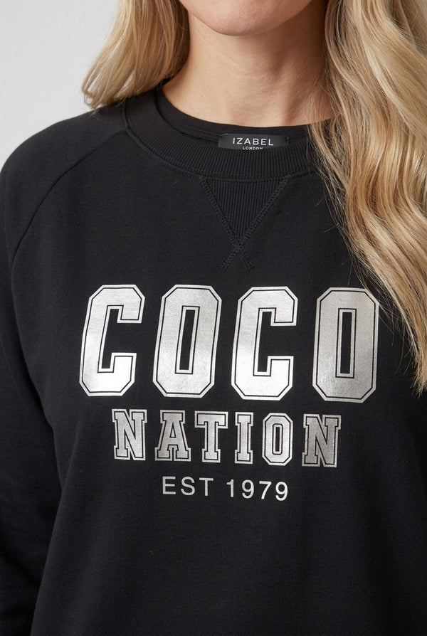 Black | Graphic Print Drop Shoulder Sweatshirt