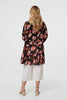 Black | Floral Long Sleeve Longline Tunic Blouse

