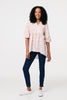 Pink | Floral Curve Hem 3/4 Puff Sleeve Blouse