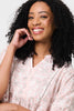 Pink | Floral Curve Hem 3/4 Puff Sleeve Blouse