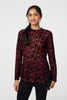Burgundy | Floral Mesh Layered Long Sleeve Peplum Top
